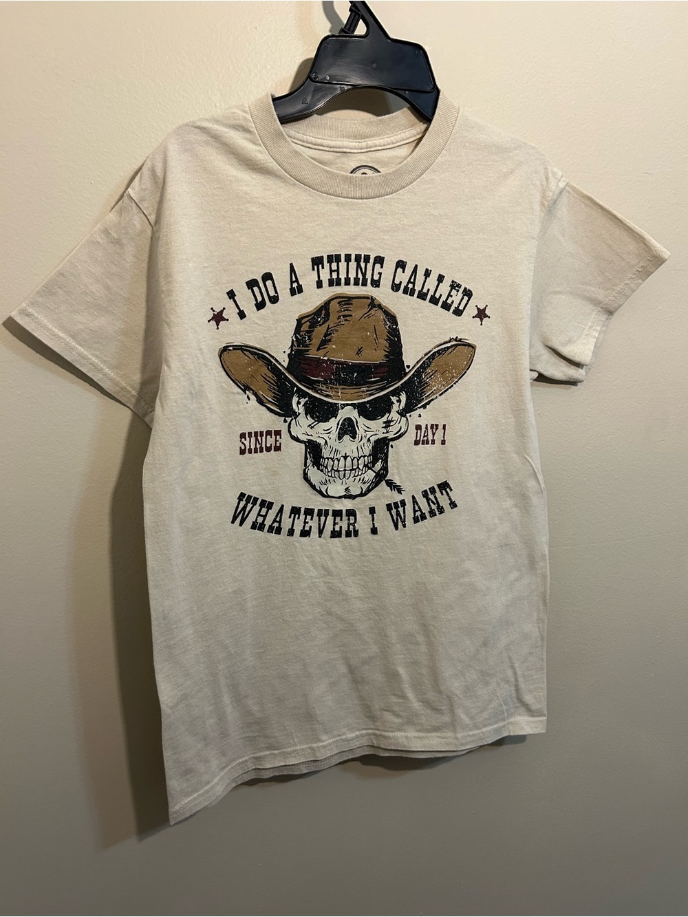 Graphic Tee - Cream Skull Cowboy "I Do A Thing"